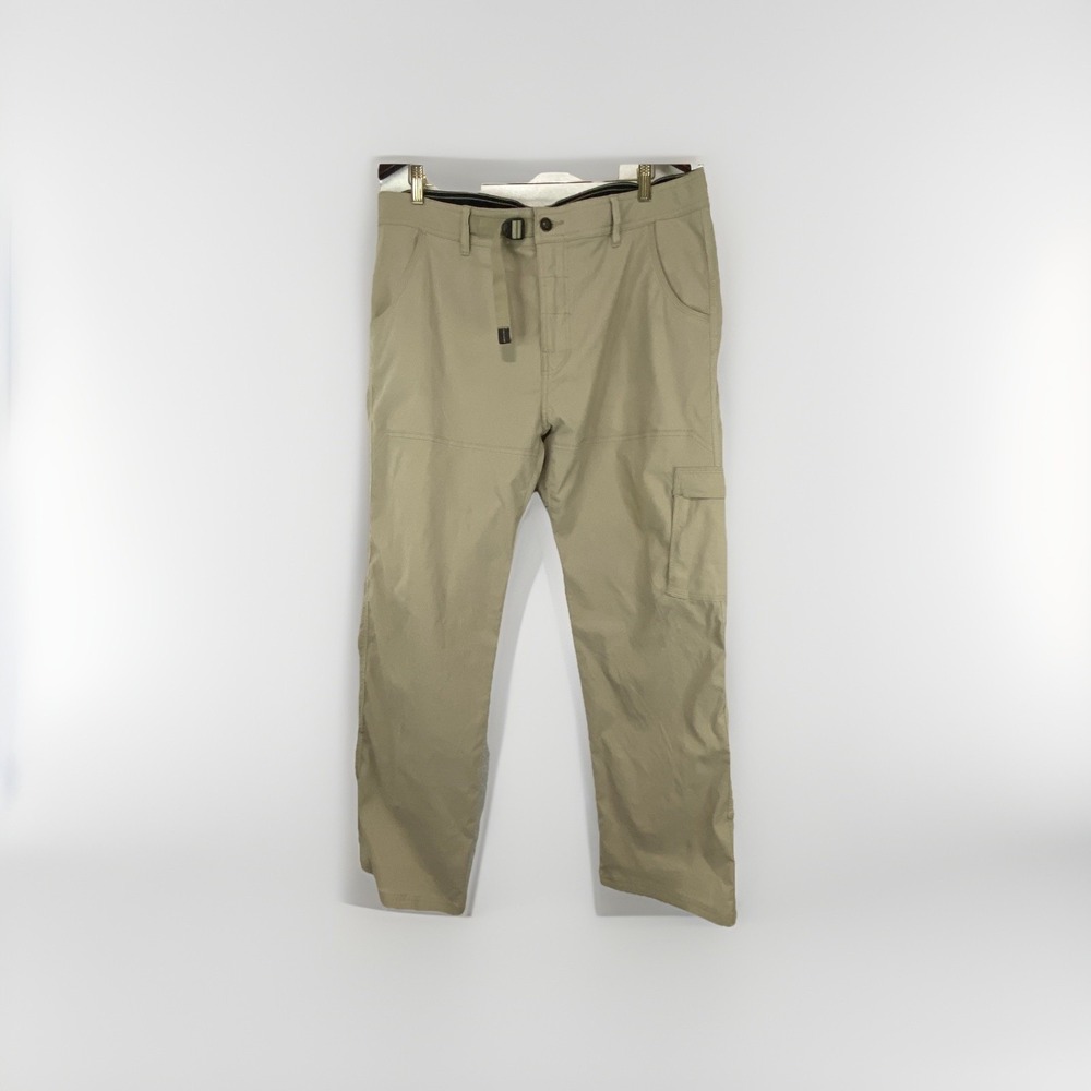 Prana Zion Convertible Cargo Pants Shorts Mens 40x32 Beige Hiking Stretch Belted